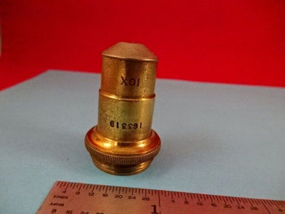 MICROSCOPE PART ANTIQUE SPENCER BUFFALO BRASS OBJECTIVE 10X OPTICS #X6-B-56