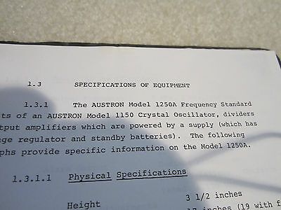 COPY MANUAL AUSTRON 1250A QUARTZ CRYSTAL FREQUENCY STANDARD