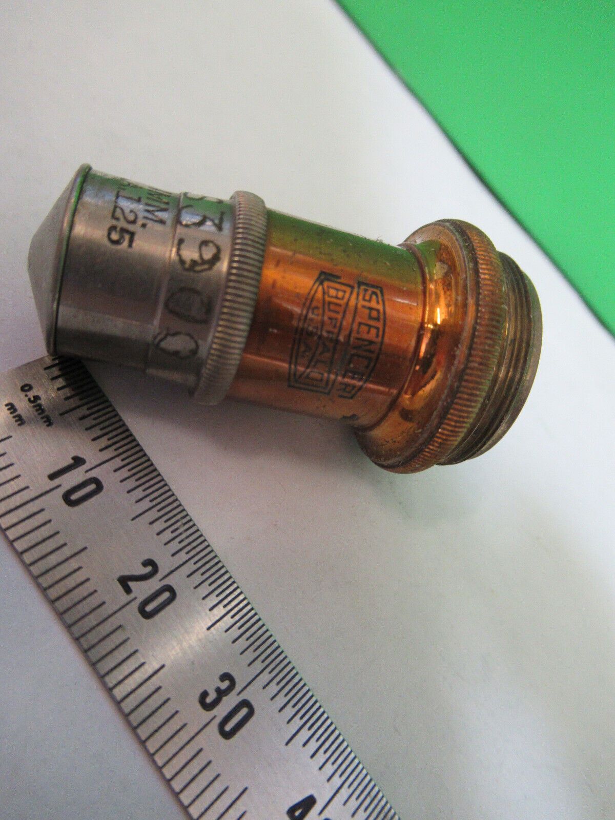 ANTIQUE BRASS SPENCER OBJECTIVE LENS OPTICS MICROSCOPE PART AS PICTURED Z1-A-156