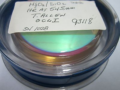 OPTICAL HAFNIUM OXIDE DICHROIC FLAT MIRROR ZERODUR LASER OPTICS BIN#R1-30