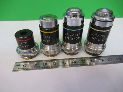 LOT 4 EA GENERIC OBJECTIVE OPTICS MICROSCOPE PART AS PICTURED &R3-B-14