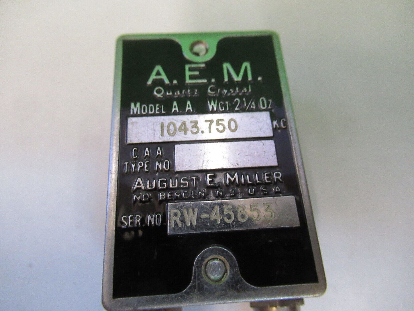 A.E.M. AUGUST MILLER QUARTZ CRYSTAL FREQUENCY RESONATOR AS PICTURED #Z6-A-71