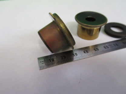 ANTIQUE BRASS HENRY CROUCH UK LOT LENS MOUNTED MICROSCOPE PART AS PIC &G2-A-73