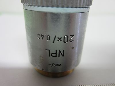 OPTICAL MICROSCOPE [dirty] LEITZ OBJECTIVE NPL 20X INFINITY OPTICS BIN#46-L-18