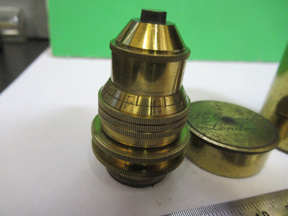 ANTIQUE BRASS OBJECTIVE 1/4in LENS HENRY CROUCH UK MICROSCOPE PART F8-B-28