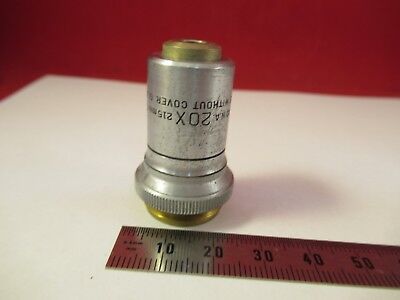 BAUSCH LOMB OBJECTIVE 20X 215mm OPTICS MICROSCOPE PART AS PICTURED &66-A-80