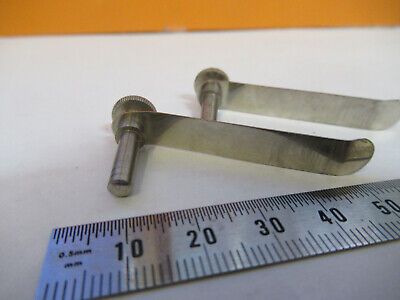 BAUSCH LOMB ANTIQUE PAIR CLIPS STAGE  MICROSCOPE PART AS PICTURED &W3-B-50