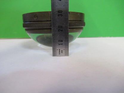 ANTIQUE BRASS MOUNTED CONVEX LENS GLASS MICROSCOPE PART AS PICTURED &R6-A-10