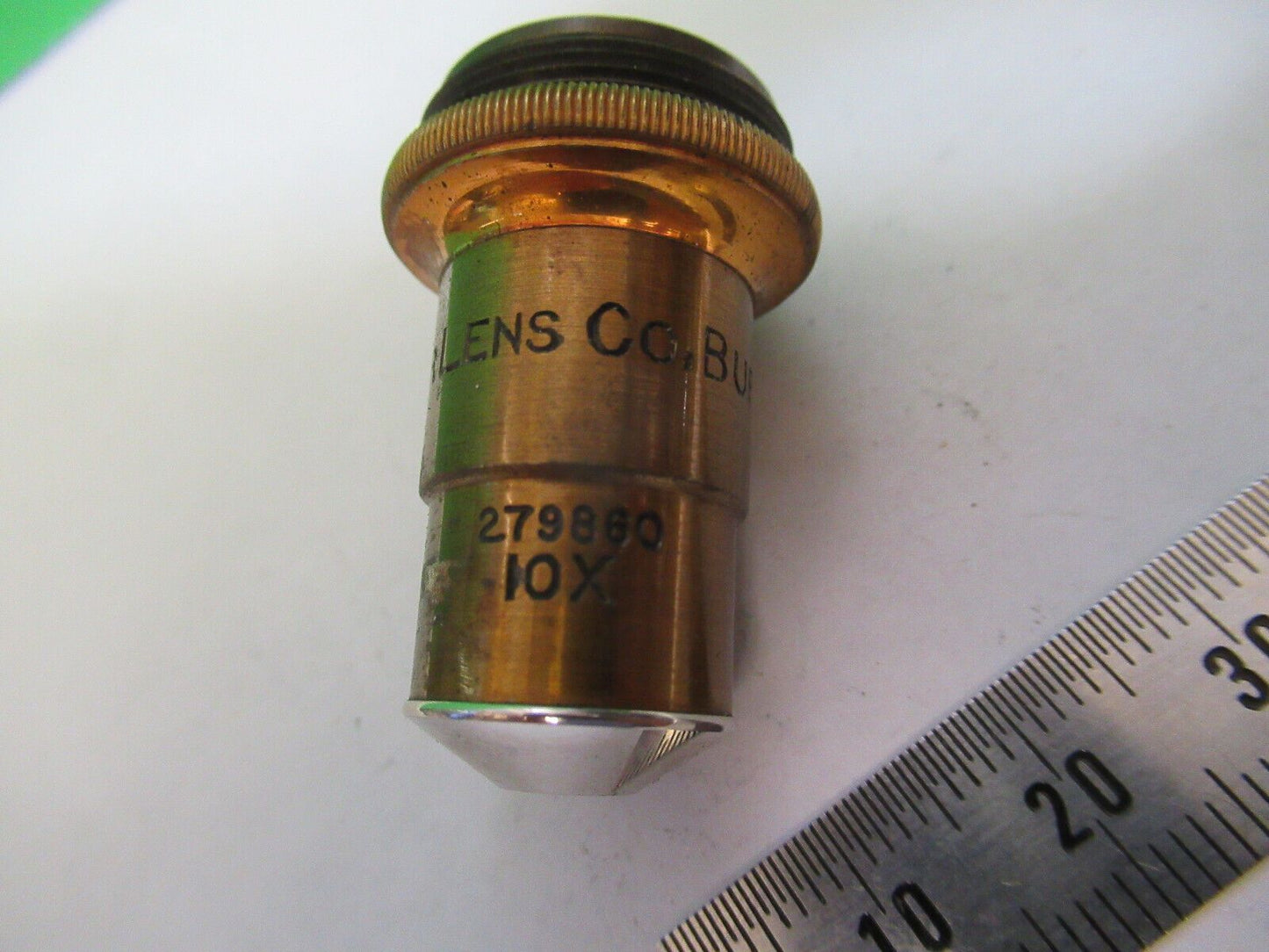 ANTIQUE BRASS SPENCER 10X OBJECTIVE LENS MICROSCOPE PART AS PIC &P4-B-101