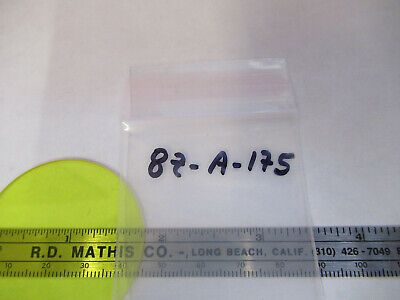 OPTICAL GLASS YELLOW FILTER OPTICS MICROSCOPE PART AS PICTURED &8Z-A-175