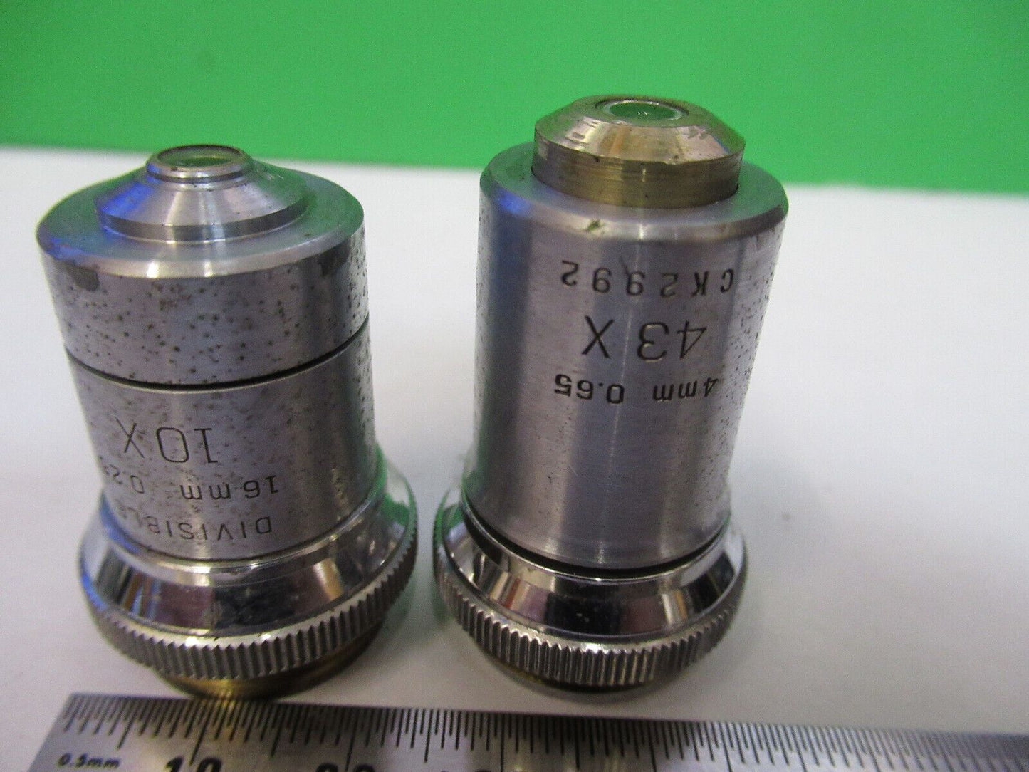 LOT 2 EA MICROSCOPE OBJECTIVE LENSES BAUSCH LOMB 10X 43X OPTICS #P8-B-06