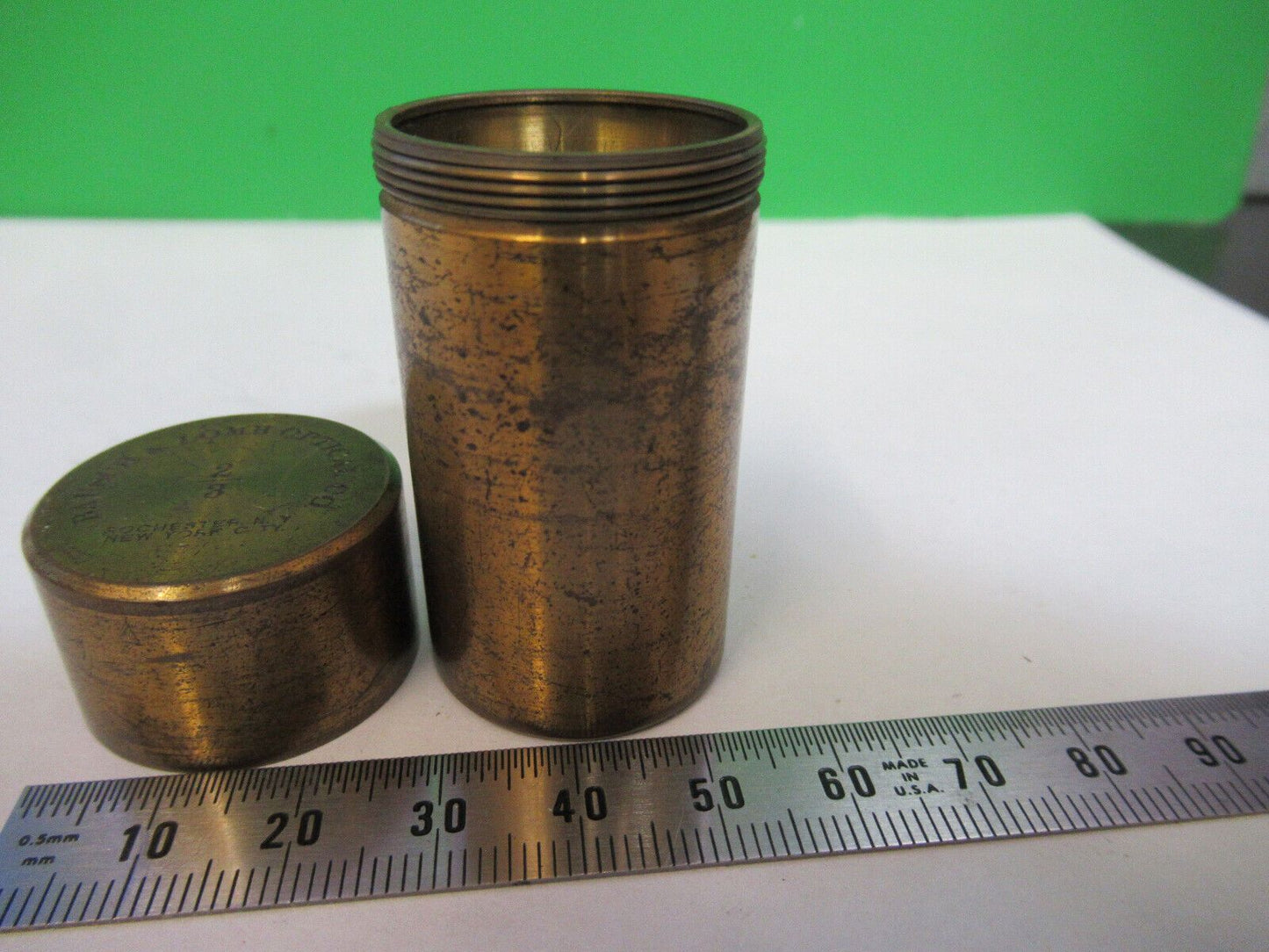 ANTIQUE BRASS BAUSCH 2/3 CANISTER OBJECTIVE MICROSCOPE PART AS PICTURED P2-B-103