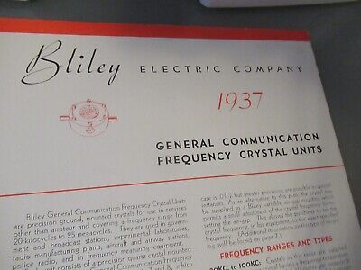 VINTAGE BROCHURE BLILEY ELECTRIC QUARTZ CRYSTAL FREQUENCY CONTROL 1937 AS PICTUR