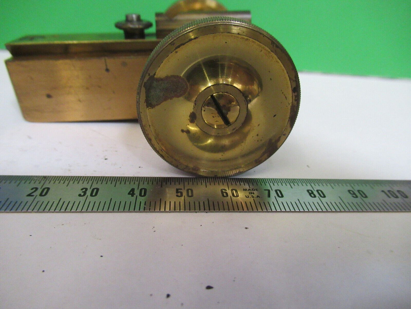 ANTIQUE MICROSCOPE PART LEITZ GERMANY BRASS GROSS STAGE  AS PICTURED &Z9-A-187