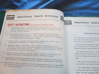 MANUAL CLARK PARTS INDUSTRIAL TRUCK CLD-726 MAINTENANCE