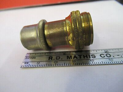 ANTIQUE ERNST LEITZ BRASS OBJECTIVE MICROSCOPE PART OPTICS AS PICTURED &13-FT-38