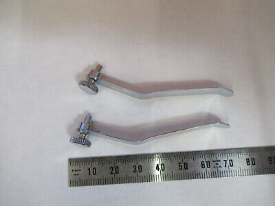 PAIR of CLIPS STAGE MICROSCOPE PART AS PICTURED &H1-B-30