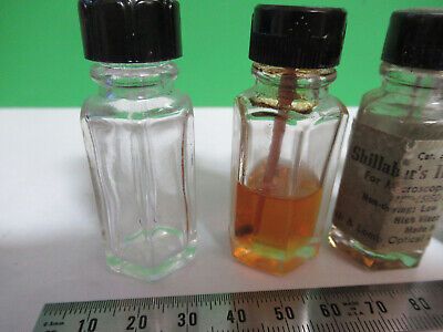 ANTIQUE IMMERSION OIL BOTTLES BAUSCH LOMB MICROSCOPE PART AS PICTURED R9-A-61