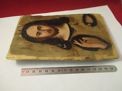 ORTHODOX CHURCH RELIGIOUS PAINTING RUSSIA in WOOD PANEL CHRIST JESUS &A1-RUS-3