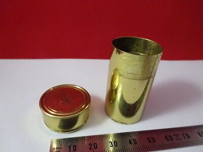 EMPTY ANTIQUE BRASS CONTAINER for objective MICROSCOPE PART AS IS &AC-B-13