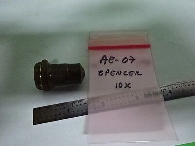 MICROSCOPE PART VINTAGE BRASS OBJECTIVE SPENCER 10X OPTICS AS IS #AE-07