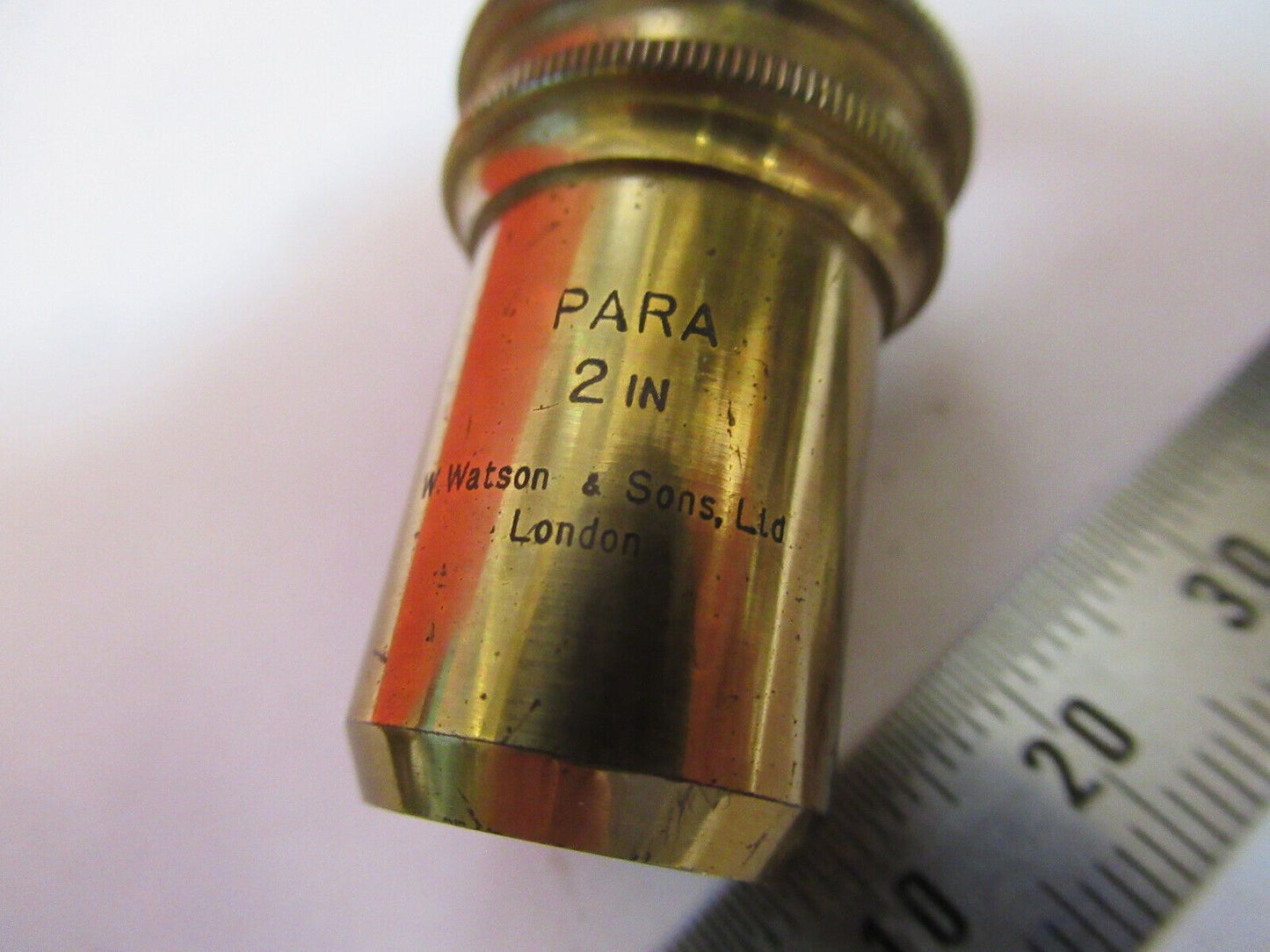 ANTIQUE  BRASS WATSON LONDON OBJECTIVE 2 in MICROSCOPE PART AS PICTURED G4-A-107