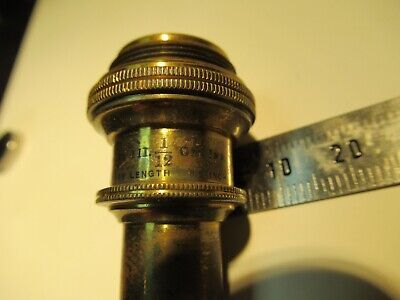 ANTIQUE BRASS OBJECTIVE BAUSCH LOMB 1/12 OPTICS MICROSCOPE as pictured &14-C-02