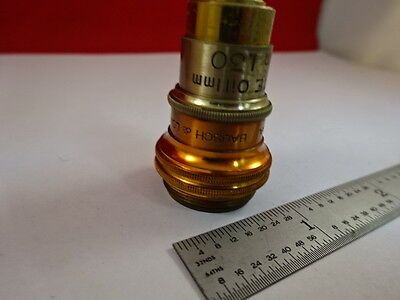 VINTAGE BRASS BAUSCH LOMB FLUORITE OBJECTIVE MICROSCOPE OPTICS AS IS &33-A-04