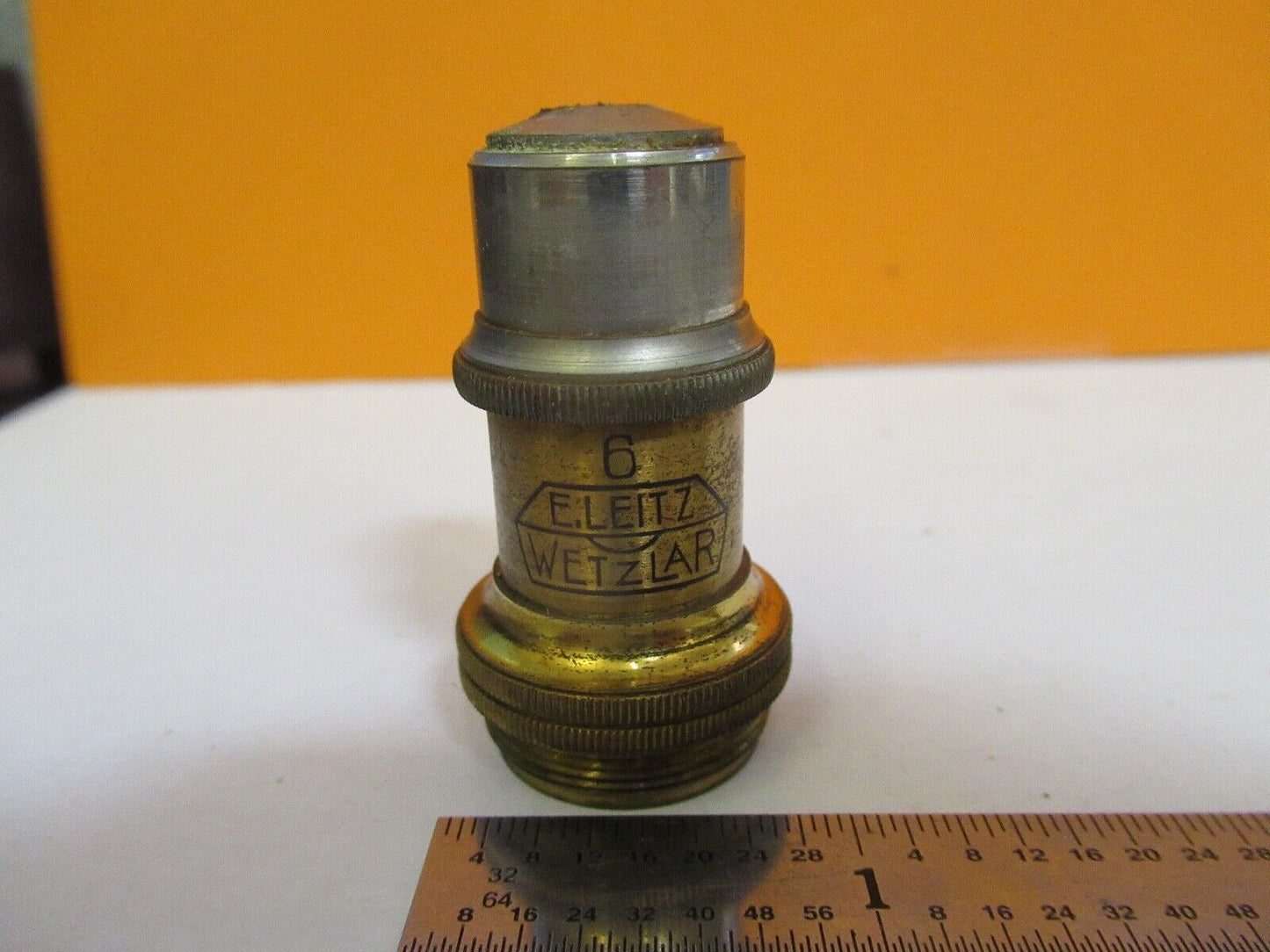 ANTIQUE ERNST LEITZ OBJECTIVE "6" OPTICS MICROSCOPE PART AS PICTURED &8M-A-84B