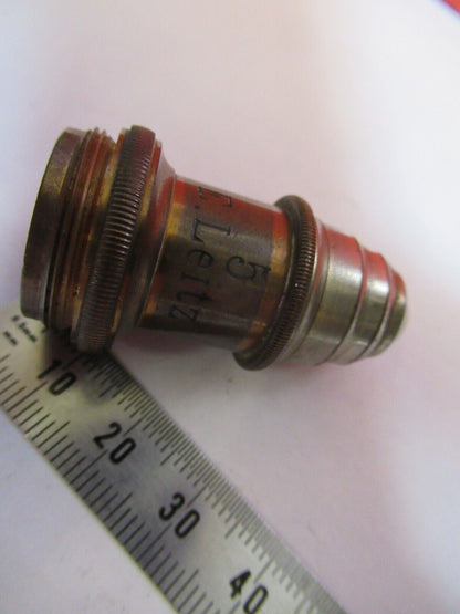 ANTIQUE  BRASS LEITZ GERMANY OBJECTIVE  "5" MICROSCOPE PART AS PICTURED G4-A-104