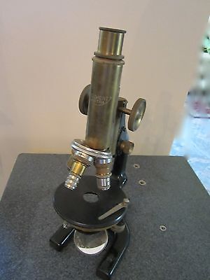 VINTAGE OPTICAL ANTIQUE BRASS MICROSCOPE REICHERT  as shown OPTICS #LOBBY