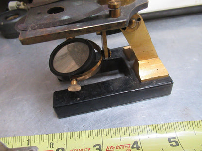 ANTIQUE UNKNOWN FRENCH BRASS  MICROSCOPE OPTICS AS PICTURED