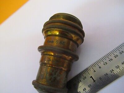 ANTIQUE BRASS BAUSCH LOMB 4mm OBJECTIVE MICROSCOPE PART AS PICTURED &W8-A-48