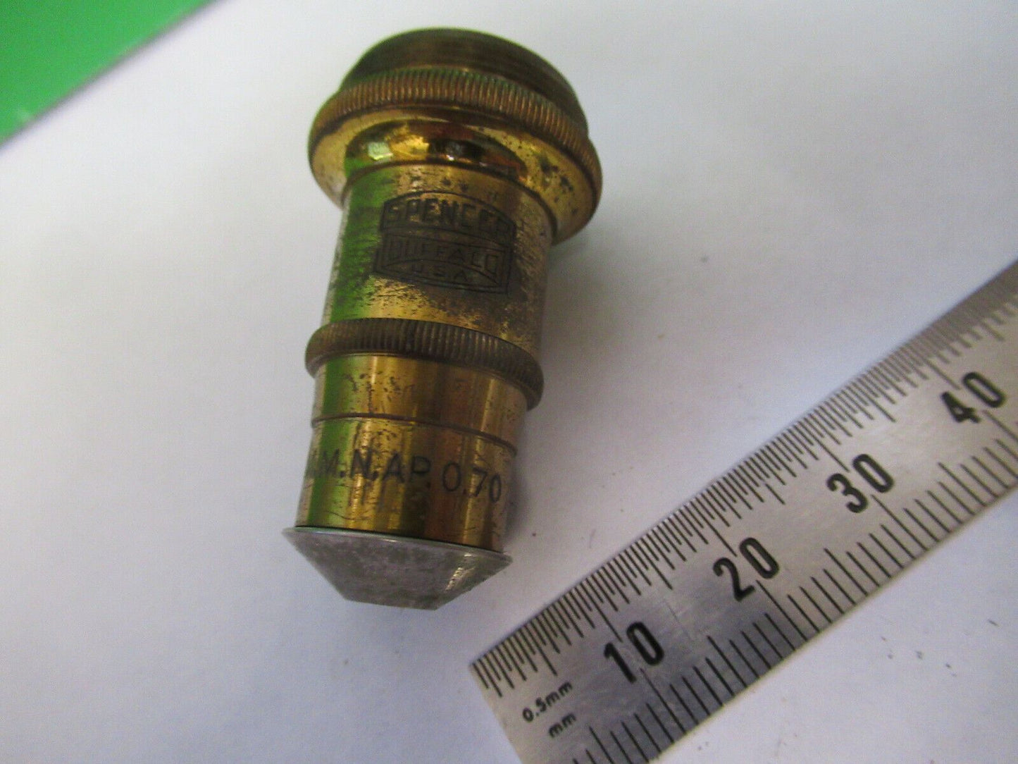 ANTIQUE BRASS SPENCER 44X OBJECTIVE MICROSCOPE PART AS PICTURED &S2-C-44