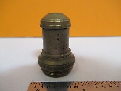 ANTIQUE BRASS UNKNOWN 2/3 OBJECTIVE MICROSCOPE PART AS PICTURED &7B-B-42