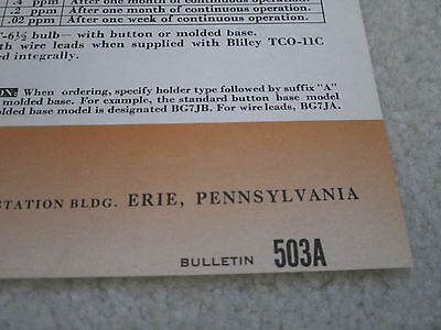 VINTAGE BROCHURE LEAFLET BLILEY BG7 60's 503A QUARTZ CRYSTAL FREQUENCY CONTROL