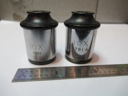 SPENCER AO 10X ANTIQUE EYEPIECE PAIR LENS MICROSCOPE PART AS PICTURED &3-FT-X57