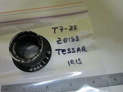 MICROSCOPE PART CARL ZEISS LENS TESSAR + IRIS OPTICS AS PICTURED BIN#T7-22