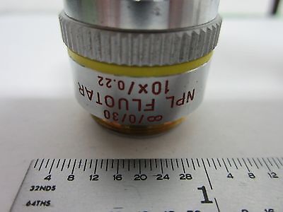 MICROSCOPE OBJECTIVE LEITZ GERMANY NPL FLUOTAR 10X INFINITY OPTICS BIN#L4-08