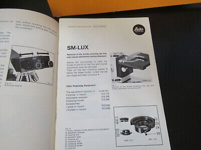 ORIGINAL BOOKLET LEITZ WETZLAR GERMANY SM-LUX MICROSCOPE PART AS PICTURED W3