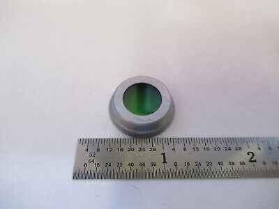 MOUNTED GLASS GREEN FILTER MICROSCOPE PART OPTICS AS IS &3K-A-01