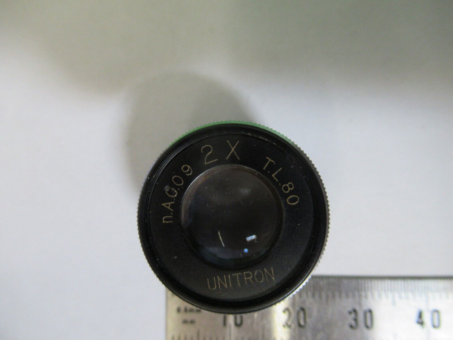 UNITRON JAPAN OBJECTIVE 2X + IRIS   LENS MICROSCOPE PART AS PICTURED Q7-A-46