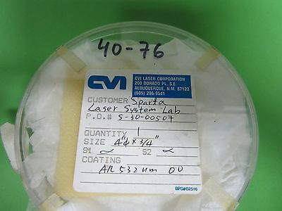 OPTICAL CVI 4" DIAMETER THICK WINDOW LASER OPTICS BIN#40-76