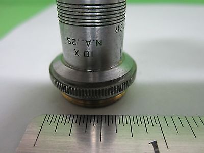 MICROSCOPE PART OBJECTIVE SPENCER 10X OPTICS AS IS BIN#65-56