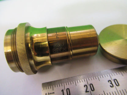 ANTIQUE BRASS OBJECTIVE R&J BECK "1/6" UK MICROSCOPE PART AS PICTURED Z7-A-46