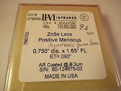 OPTICAL II-VI ZINC SELENIDE LENS ZnSe INFRARED OPTICS AS PICTURED &FT-4-88