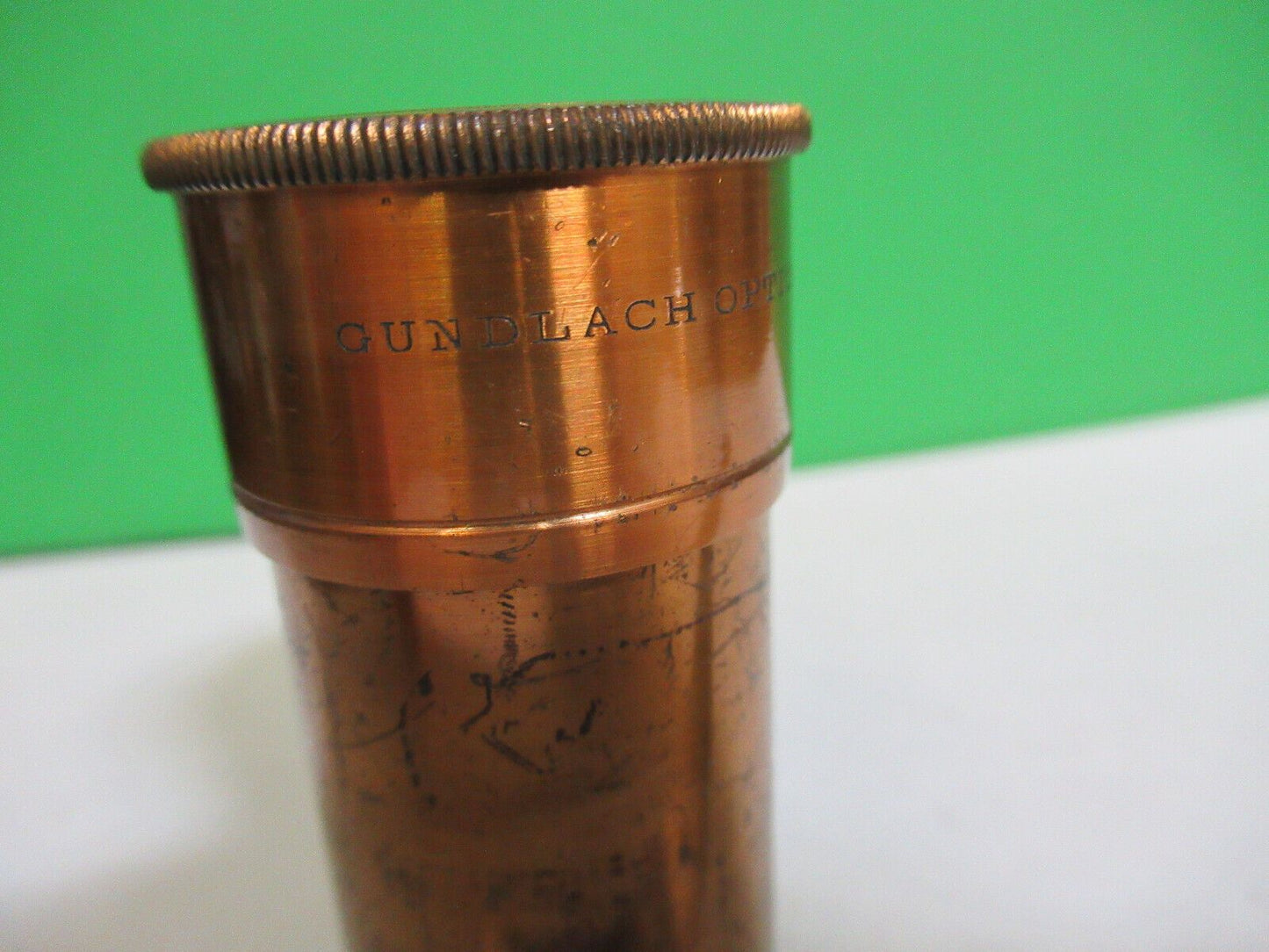 EMPTY ANTIQUE BRASS OBJECTIVE CAN GUNDLACH MICROSCOPE AS PICTURED G7-A-11