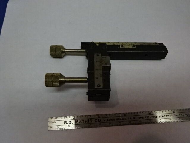 FOR PARTS VINTAGE BRASS ANTIQUE CLIPS STAGE MICROMETER MICROSCOPE AS IS &83-59