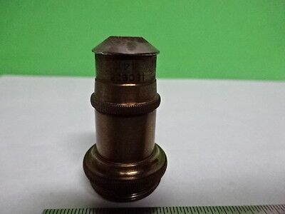 MICROSCOPE PART OBJECTIVE VINTAGE BRASS SPENCER 44X OPTICS AS IS #B2-M-16