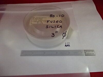 OPTICAL FUSED SILICA FLAT ZYGO 1/10 WAVE 3" DIAMETER LASER OPTICS AS IS #80-10